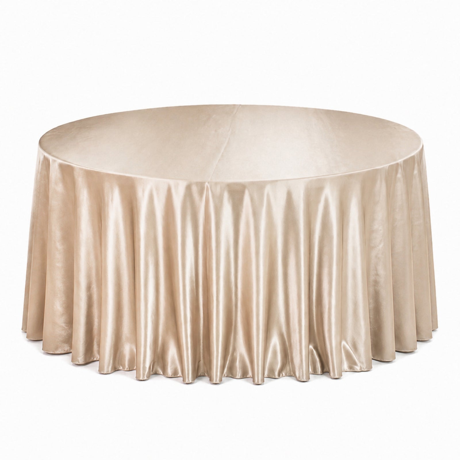 Champagne round velvet tablecloth, reusable and seamless.