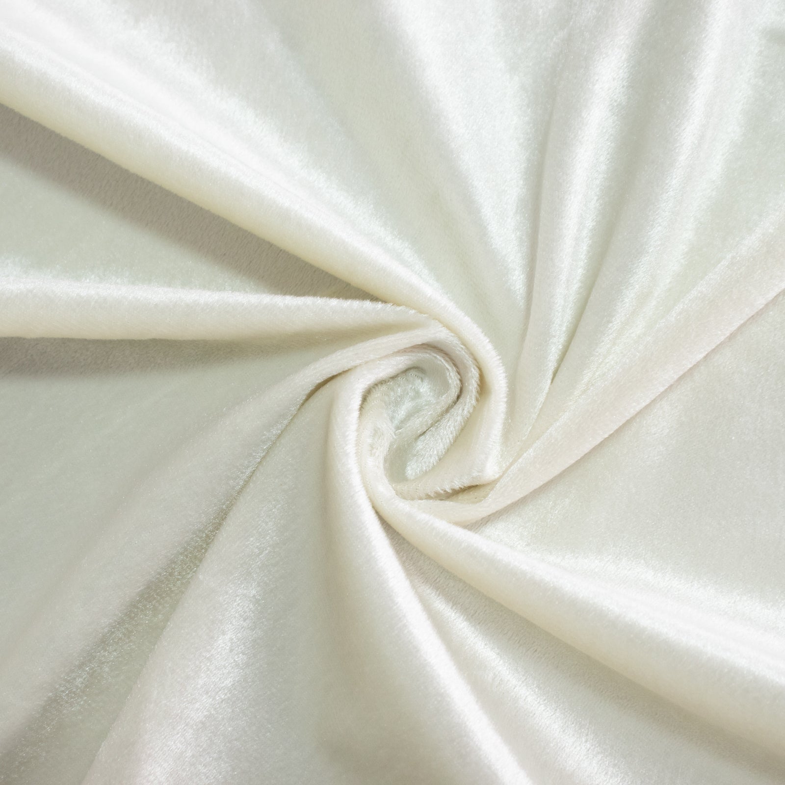 Ivory premium velvet round tablecloth, soft and seamless fabric.