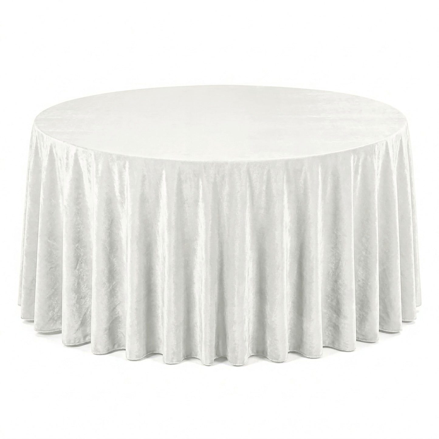 Ivory premium velvet round tablecloth for elegant dining settings.