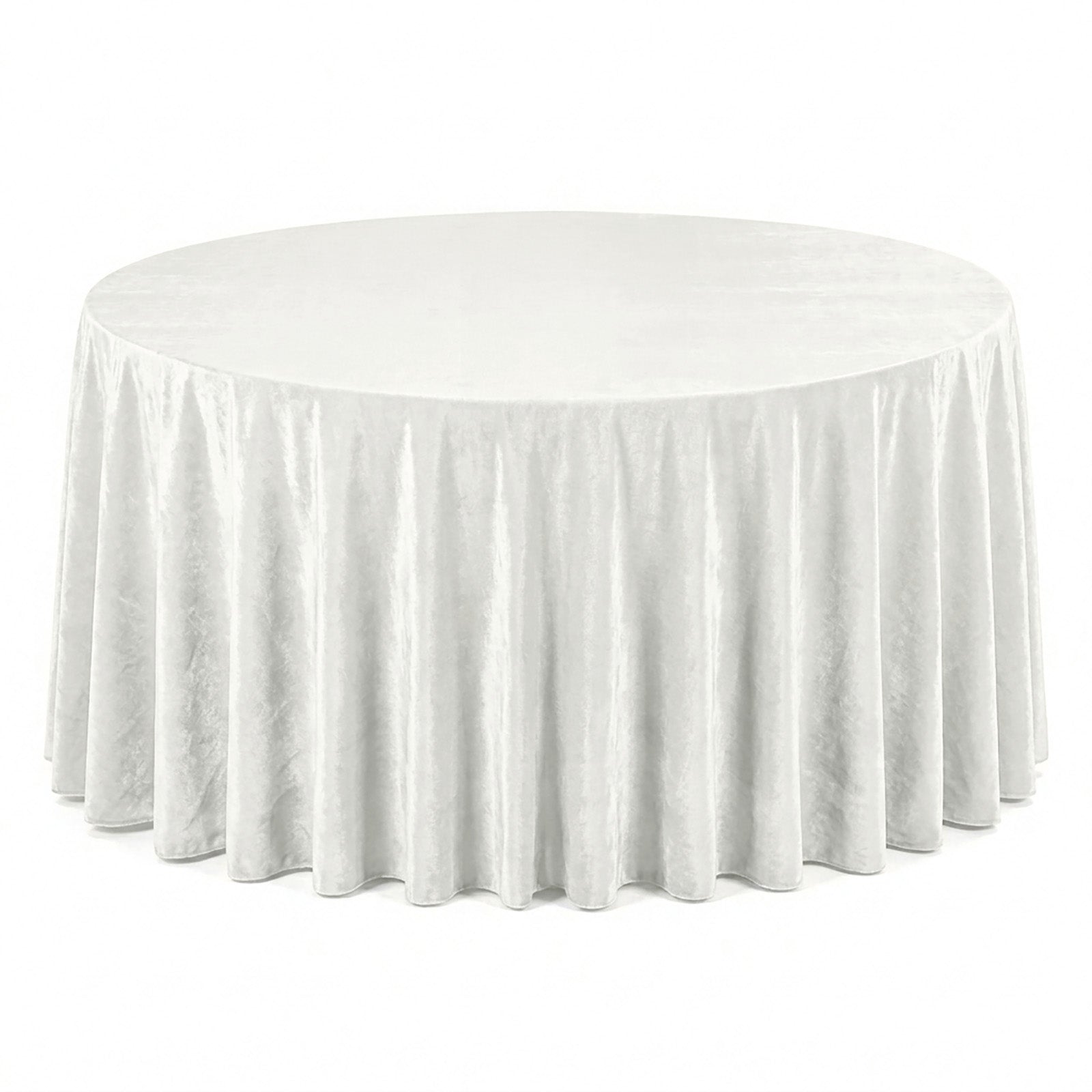 Ivory premium velvet round tablecloth for elegant dining settings.