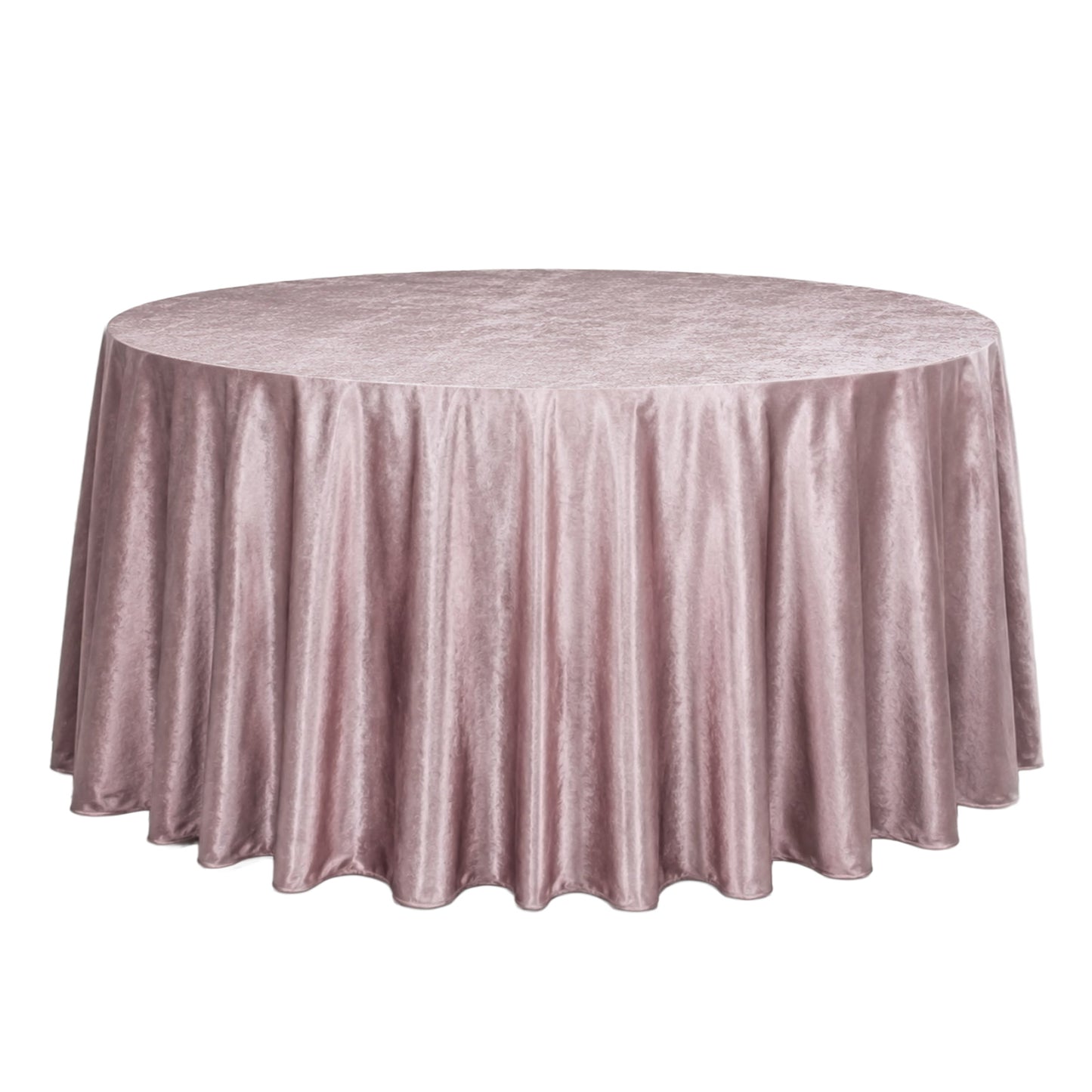 Mauve round velvet tablecloth, seamless and soft, perfect for elegant dining.