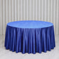 Premium Velvet Royal Blue Round Tablecloth on a smooth surface.