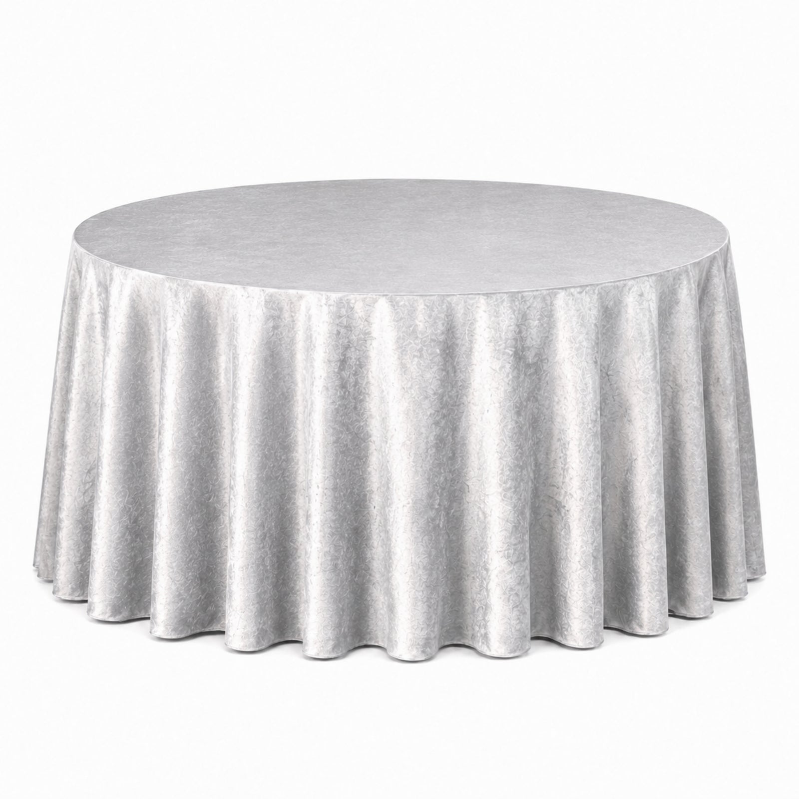 Premium Velvet 132" Round Tablecloth in Silver - Reusable and Seamless Cover
