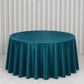 Premium velvet round tablecloth in peacock teal, soft and seamless for elegant dining.