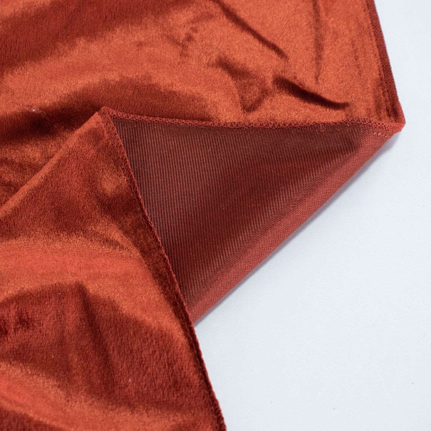 Terracotta round tablecloth, soft velvet, seamless design.