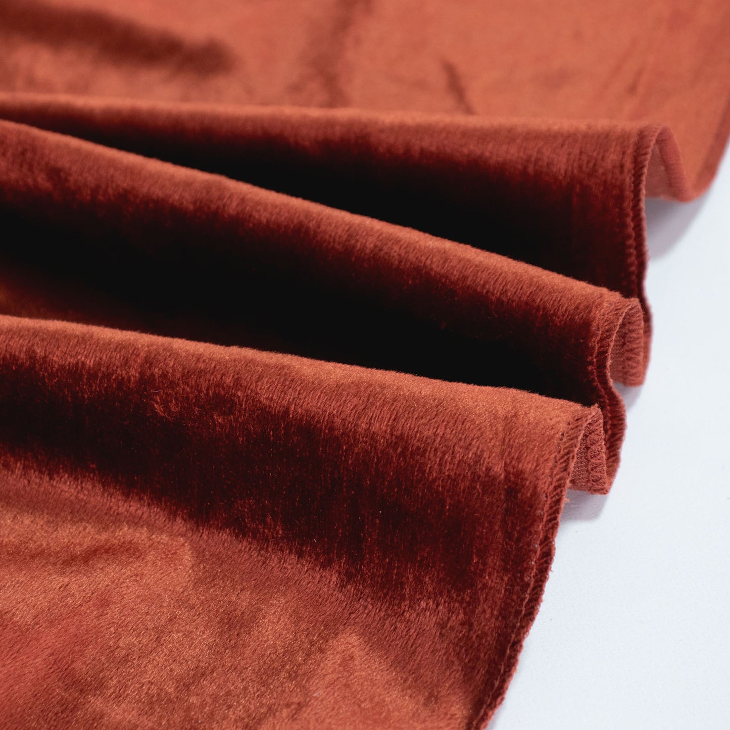 Premium Velvet 132" Round Tablecloth in Terracotta Rust - Reusable Seamless Cover