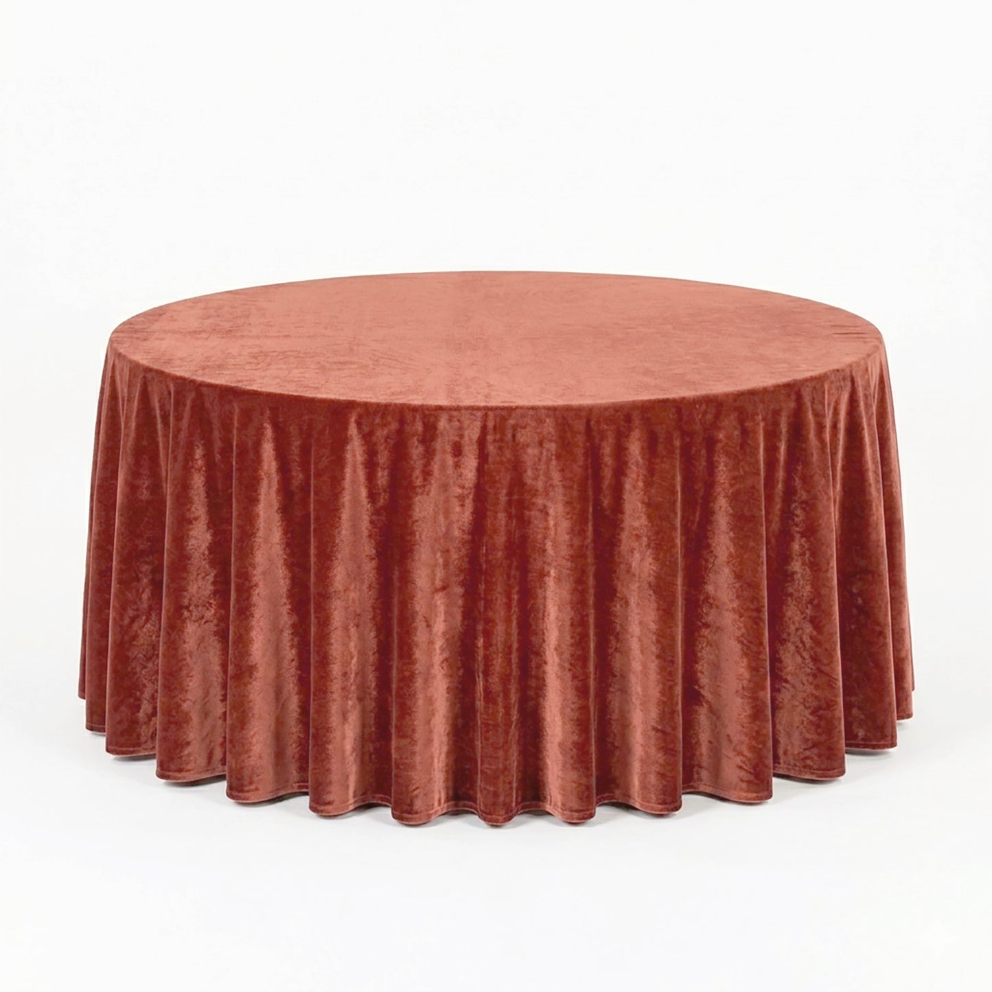 Premium Velvet 132" Round Tablecloth in Terracotta (Rust) - Soft and Seamless Cover