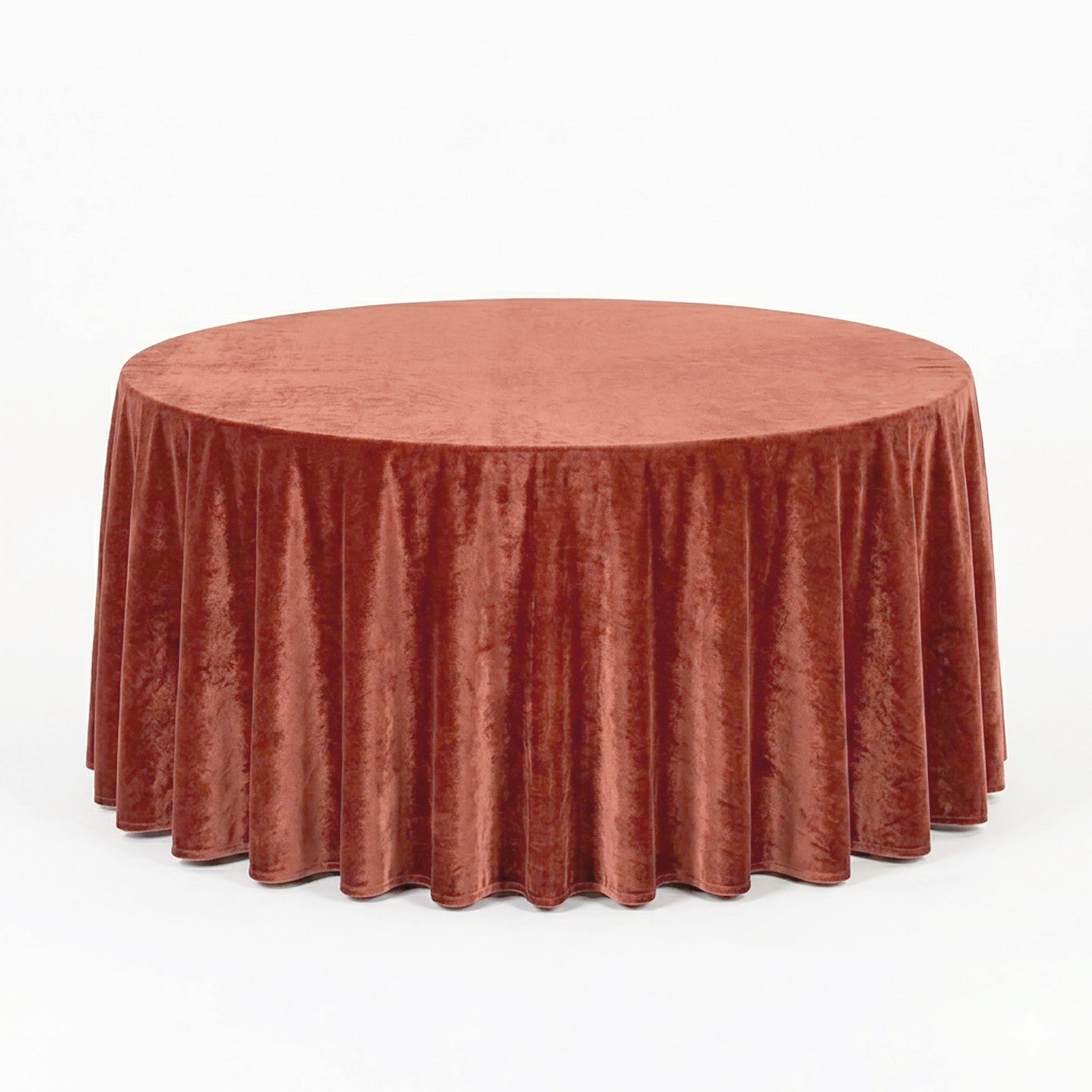 Premium Velvet 132" Round Tablecloth in Terracotta (Rust) - Soft and Seamless Cover