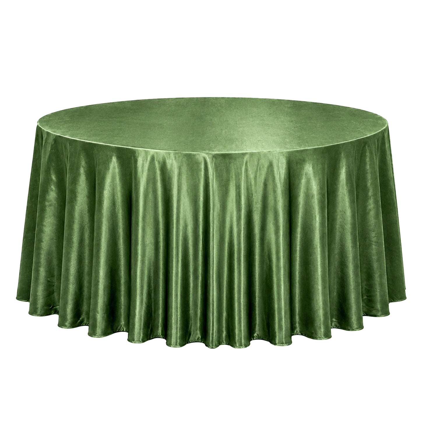Premium Velvet 132" Round Tablecloth in Olive Green, soft and seamless design.