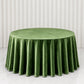 Premium Olive Green Velvet Round Tablecloth on a marble surface.