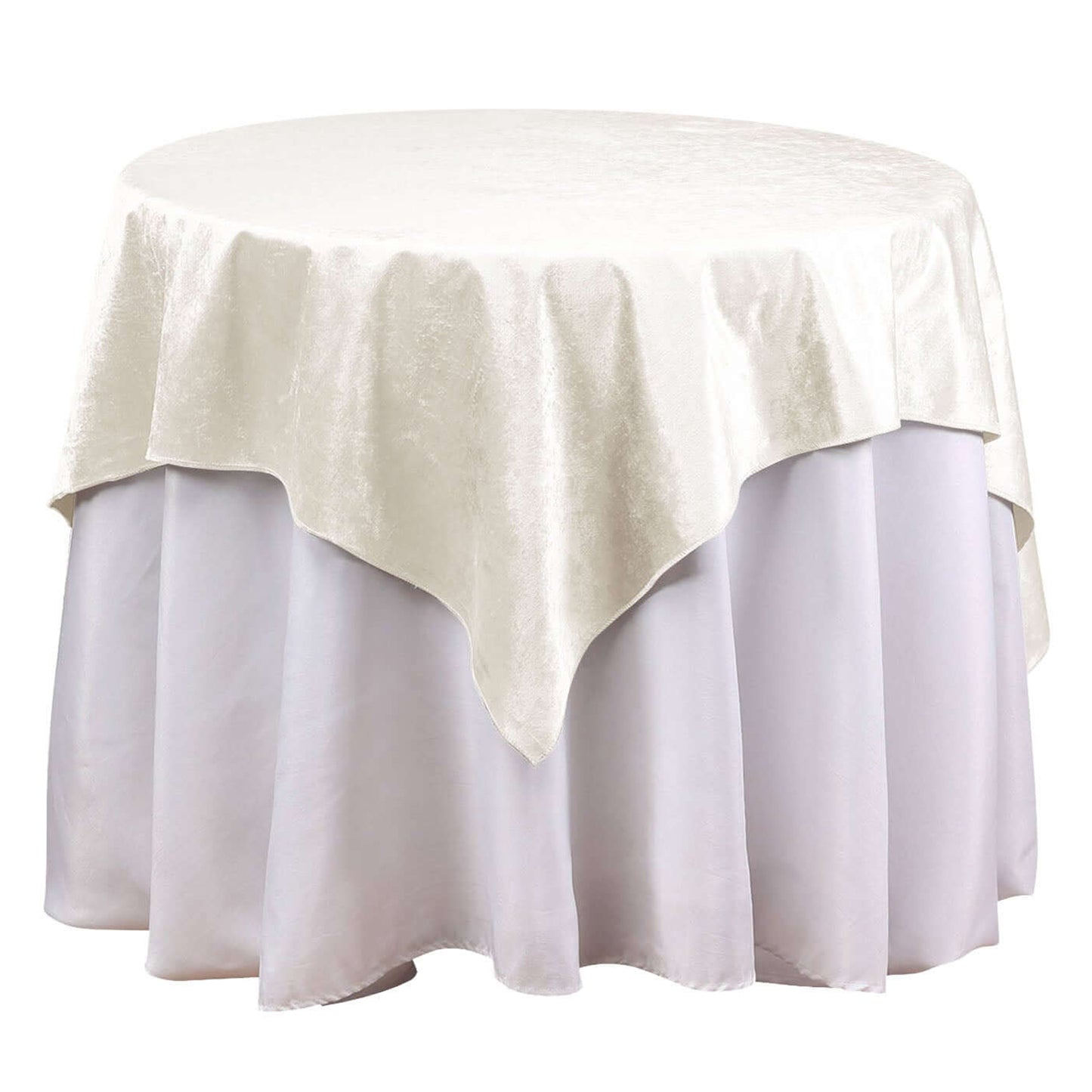 54inch x 54inch Ivory Seamless Premium Velvet Square Tablecloth, Reusable Linen