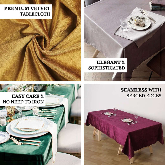60"x102" Black Seamless Premium Velvet Rectangle Tablecloth, Reusable Linen