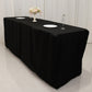 Black fitted polyester tablecloth for 96"x24"x42" tables.