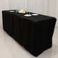 8ft black fitted polyester tablecloth for 96"x24"x42" tables.