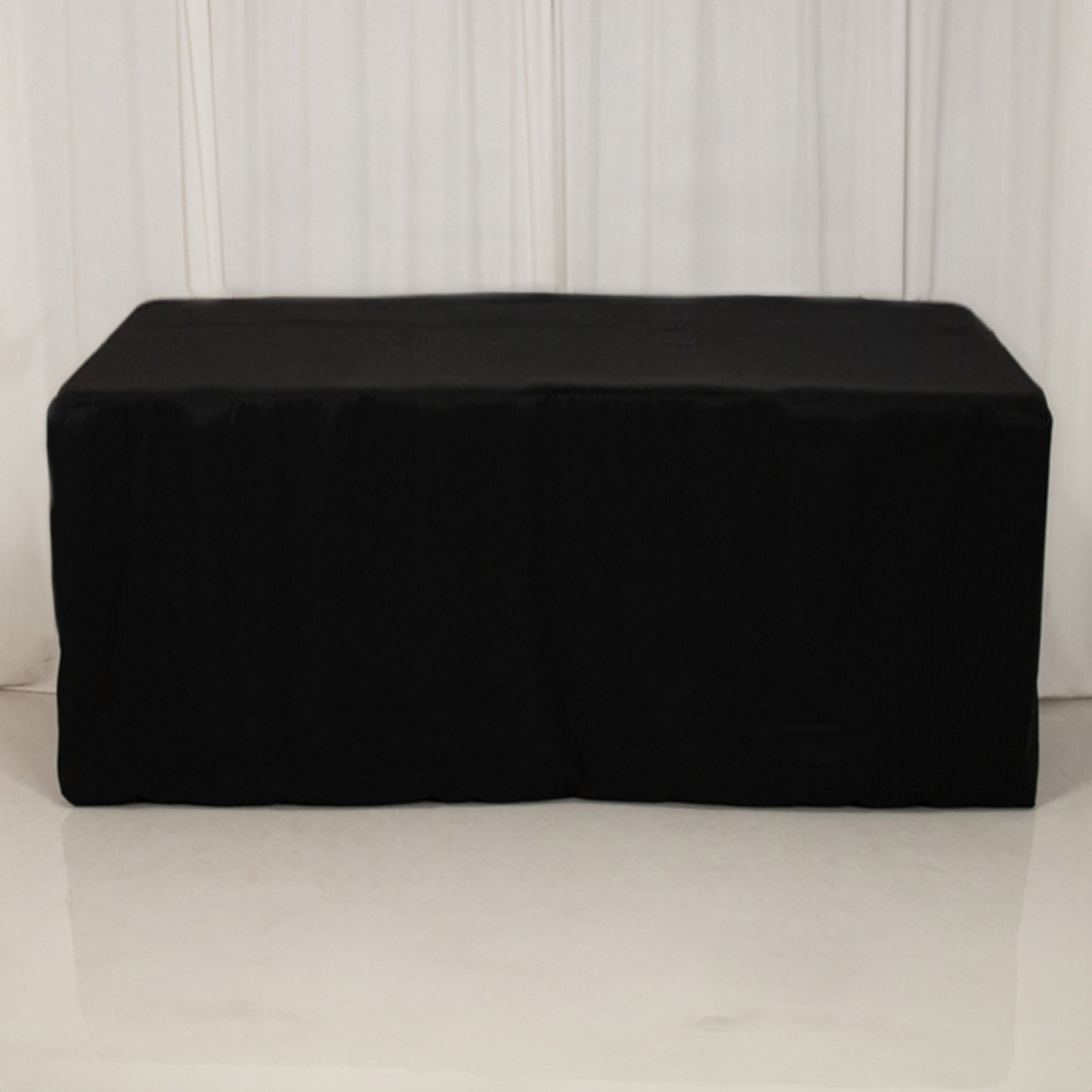 8ft Black Fitted Polyester Rectangle Tablecloth for Special Size 96"x24"x42" Tables