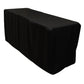 Black fitted polyester tablecloth for 96"x24"x42" tables.