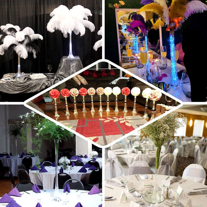 24'' black Eiffel Tower glass flower vase, perfect for elegant floral arrangements.