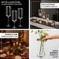 Set Of 3 | Clear Gold Rimmed Long Stem Glass Hurricane Candle Holders, Cylindrical Pedestal Flower V