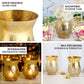 Set of 2 | 6" Gold Crackle Glass Hurricane Vase Candle Holder | Floral vase