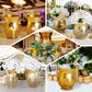 Set of 2 | 6" Gold Crackle Glass Hurricane Vase Candle Holder | Floral vase
