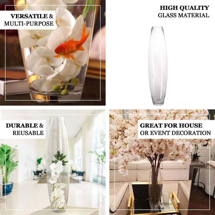 Elegant glass vase for versatile home and event decoration, durable and reusable design.