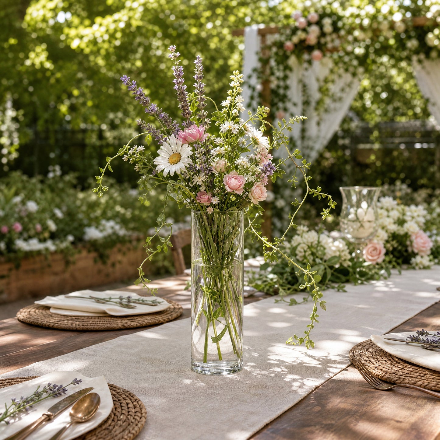 6 Pack 11" Clear Glass Cylinder Vases for Long Stem Floral Arrangements & Tall Centerpiece Displays