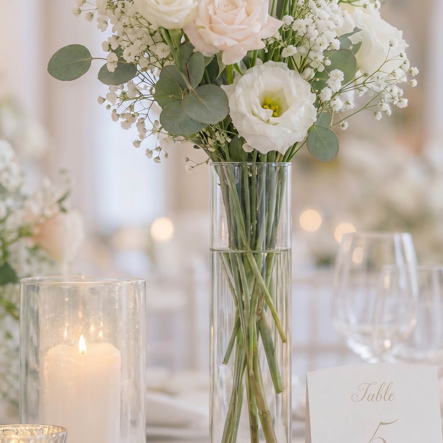 6 Pack Clear Cylinder Glass Vases - 12" for Floral Arrangements & Wedding Centerpieces