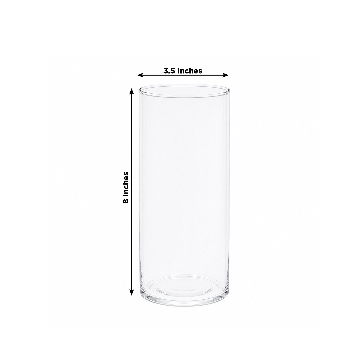 6 Pack 8" Clear Glass Cylinder Vases for Floral Arrangements, Pillar Candles & Table Centerpieces