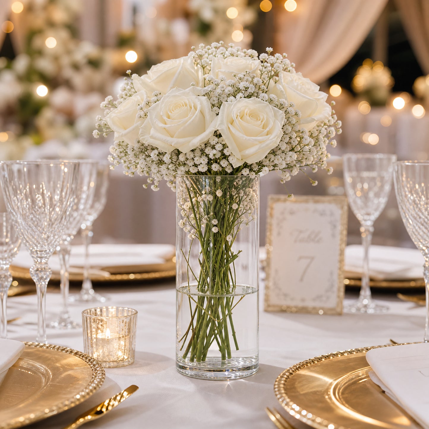 6 Pack 8" Clear Glass Cylinder Vases for Floral Arrangements, Pillar Candles & Table Centerpieces