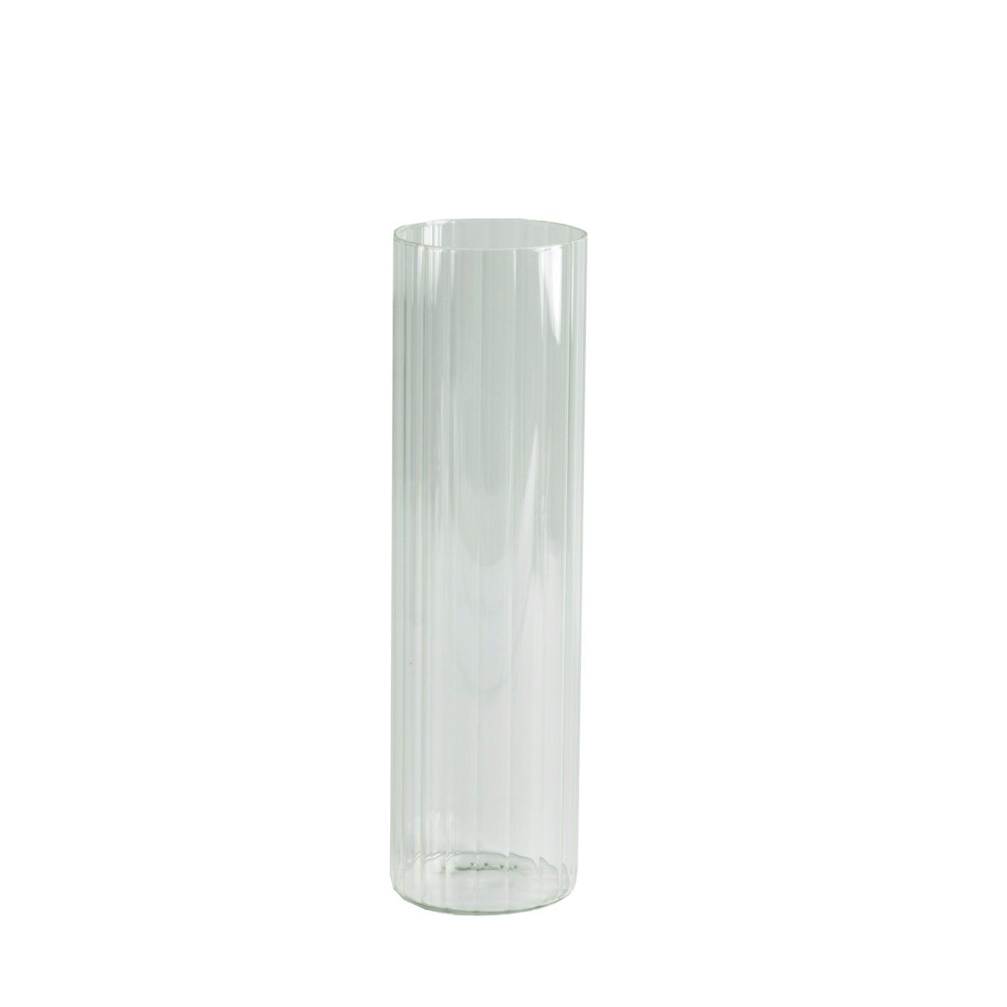 14" Ribbed Cylinder Glass Vases 6-Pack – Tall Clear Decorative Vases for Dining Tables, Mantels & Modern Interiors