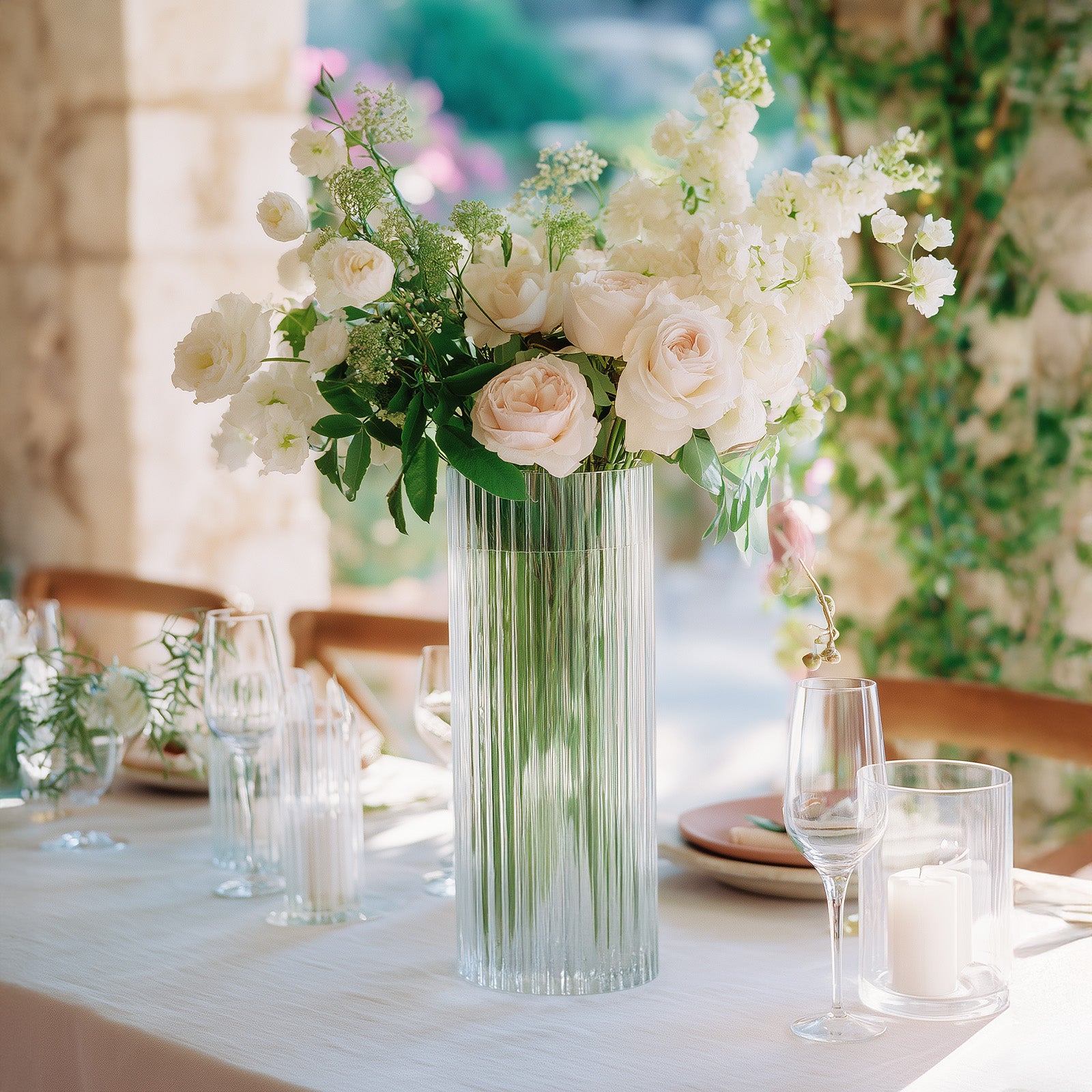 TCFLinen Cylinder Glass Vase