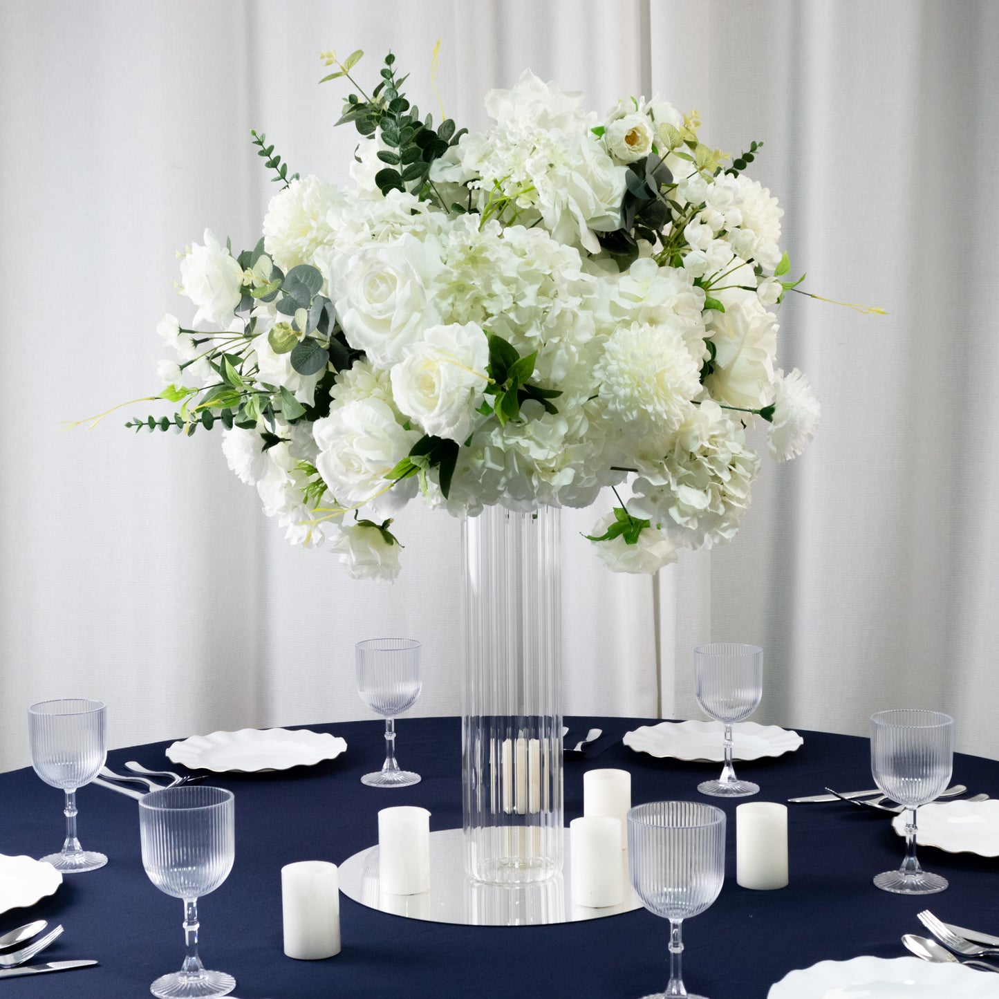 16" Ribbed Cylinder Glass Vases 6-Pack – Tall Clear Vases for Wedding Centerpieces, Home Decor & Event Styling