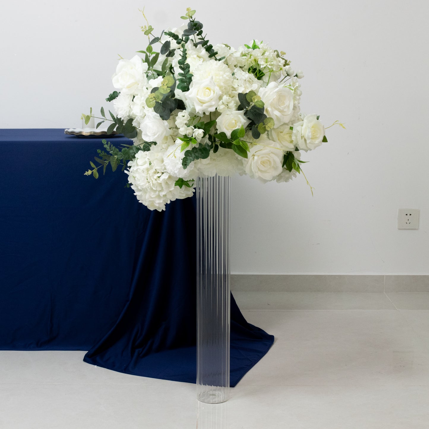 28" Ribbed Cylinder Glass Vases 2 Pack – Extra Tall Decorative Vases for Aisles, Reception Tables & Event Venues