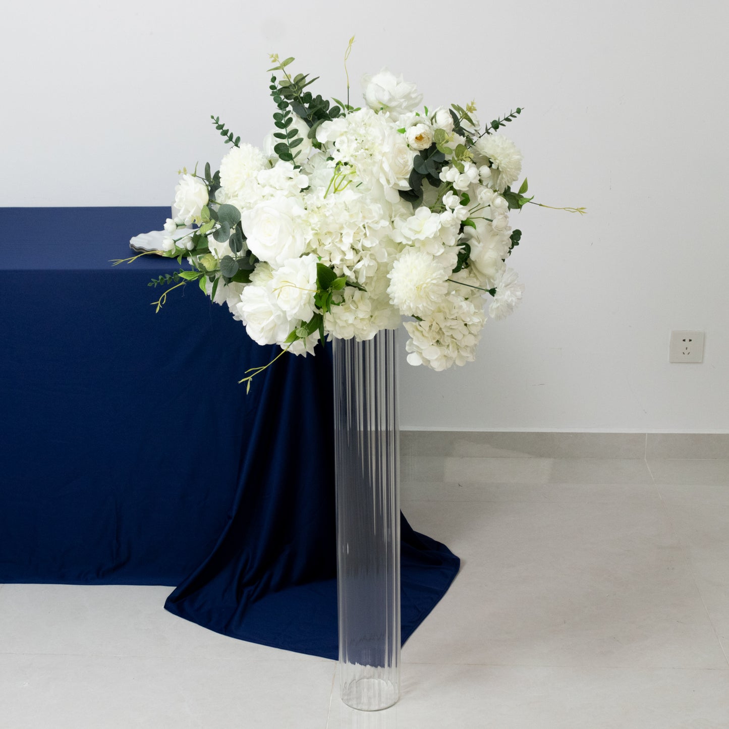 32" Ribbed Cylinder Floor Vases 2 Pack – Tall Clear Glass Vases for Event Aisles, Entryways & Wedding Decor