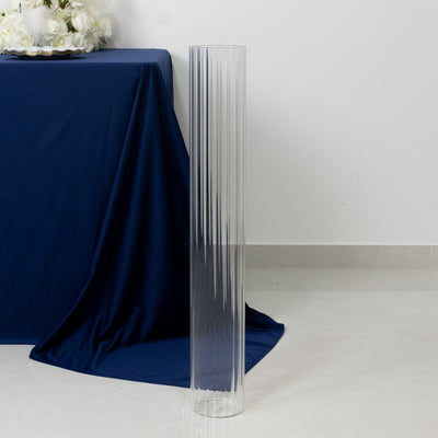 2 Pack Ribbed Tall Clear Cylinder Floor Vases – 32"