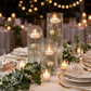 Set of 3 Clear Fluted Glass Cylinder Vases, Ribbed Column Floral Vases for Wedding Centerpieces - 6"