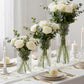 Set of 3 Clear Fluted Glass Cylinder Vases, Ribbed Column Floral Vases for Wedding Centerpieces - 6"