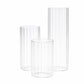 Set of 3 Clear Fluted Glass Cylinder Vases, Ribbed Column Floral Vases for Wedding Centerpieces - 6"
