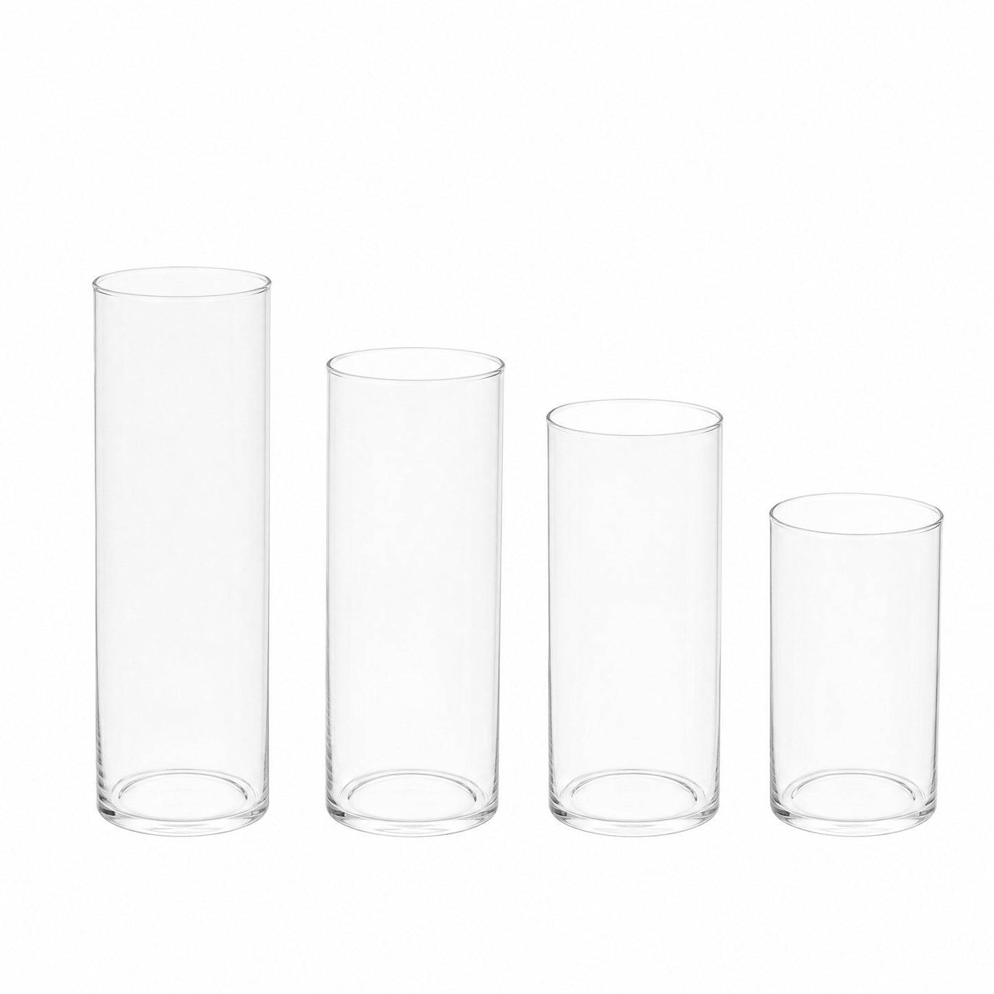 Set of 8 Assorted Clear Glass Cylinder Vases for Floating Candles, Floral Arrangements & Centerpiece