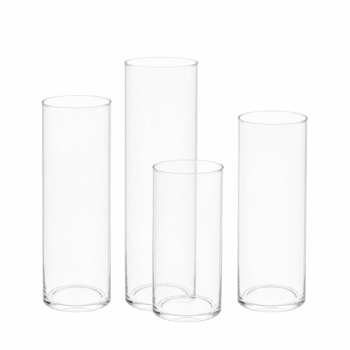 Set of 8 Assorted Clear Glass Cylinder Vases for Floating Candles, Floral Arrangements & Centerpiece
