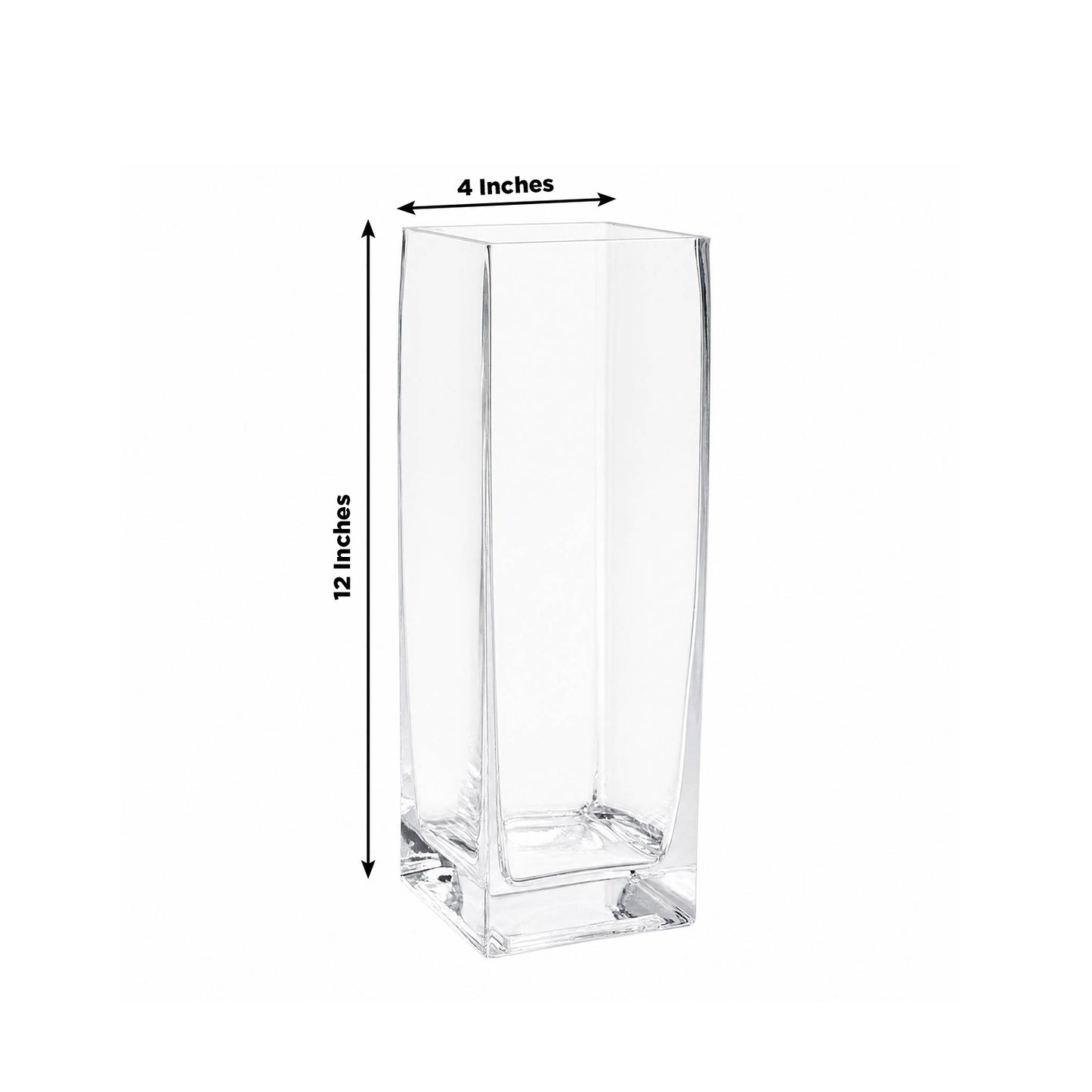 6 Pack Clear Glass Vases 12"x4" - Heavy Duty Square Flower Vase for Wedding Centerpieces & Floral Ar