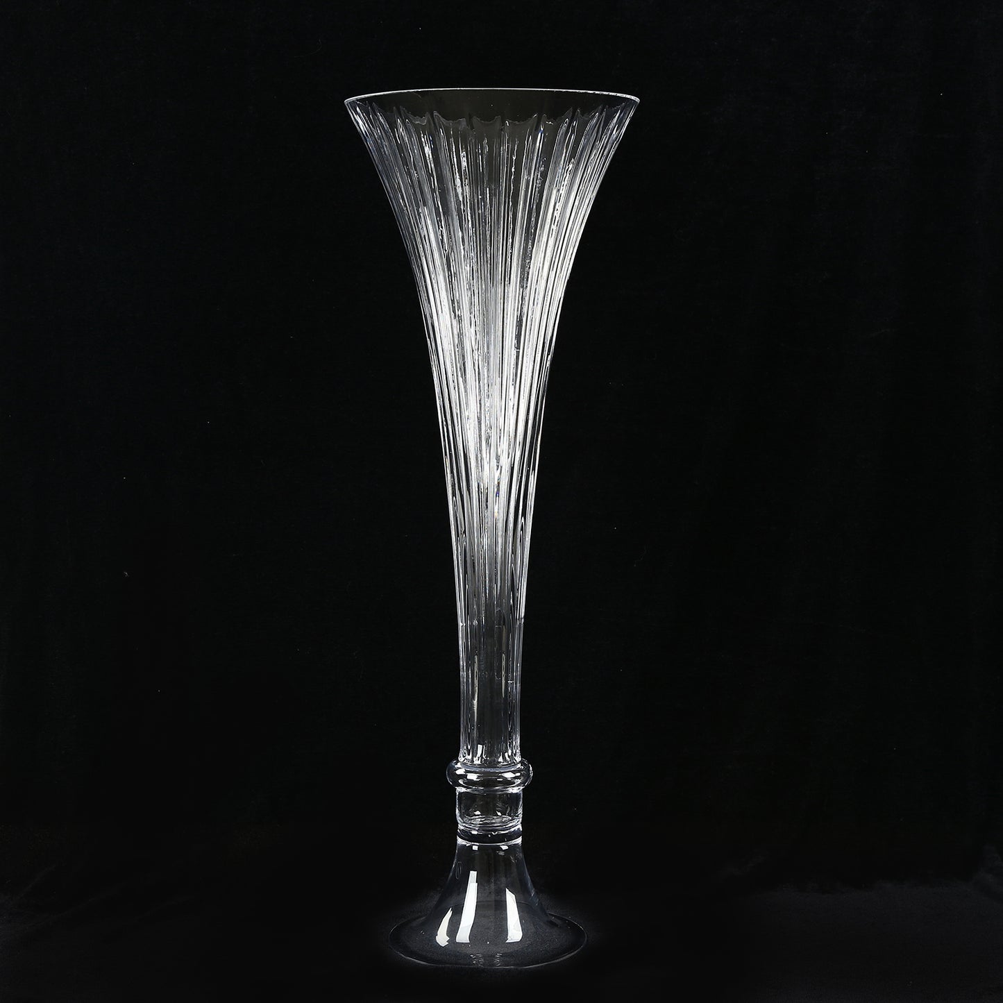 2 Pack Clear Ribbed Glass Trumpet Vases 24", Fluted Tall Reversible Flower Vases for Table Centerpie