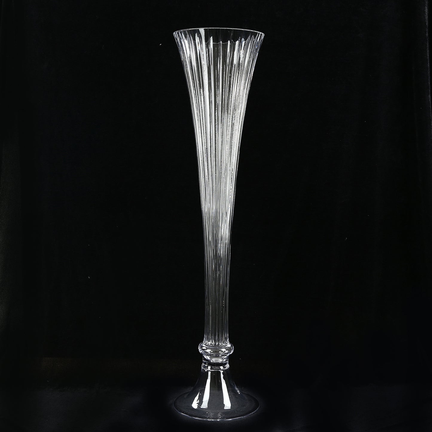 Clear Ribbed Glass Trumpet Vases 32", Fluted Tall Reversible Flower Vases for Table Centerpieces