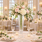 2 Pack Clear Ribbed Glass Trumpet Vases, 26" Tall - Wedding Floral Centerpiece