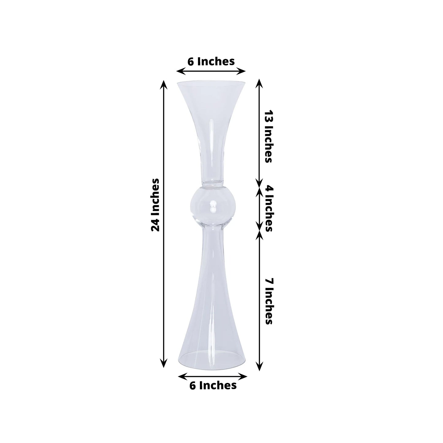 Pack of 4 - 24" Tall Clear Reversible Latour Trumpet Glass Vases