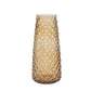 Amber gold diamond crystal cut urn vase, 8.5" tall, decorative centerpiece.