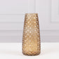 Amber gold diamond crystal cut urn glass vase, 8.5" decorative centerpiece.