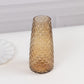 Amber gold diamond crystal cut urn glass vase, 8.5", decorative centerpiece.