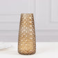Amber gold diamond cut crystal vase, 8.5" decorative centerpiece.