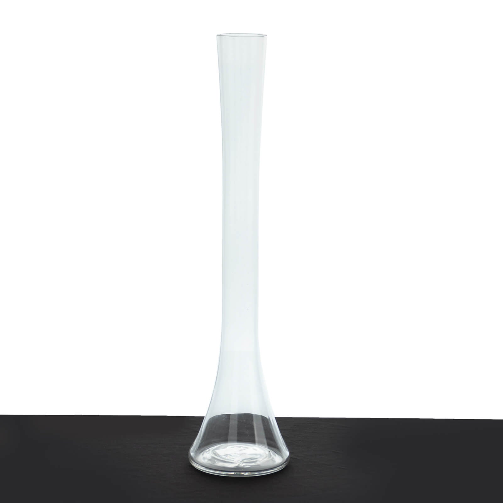 Clear heavy duty glass Eiffel Tower vase, 16" tall, perfect for flower centerpieces.